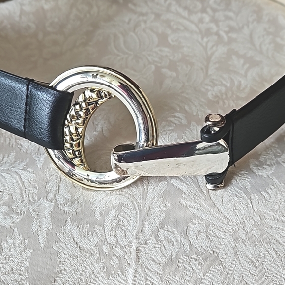 CHICO'S Slide Adjustable Wide Black Belt M/L - Picture 2 of 11